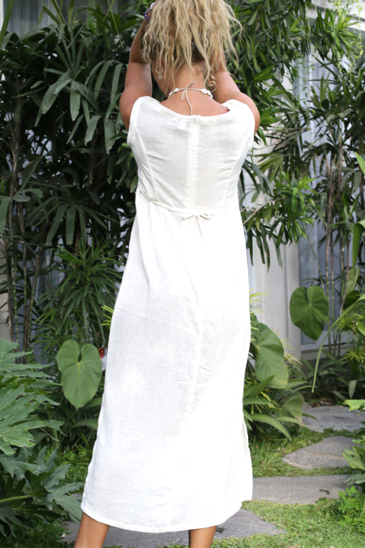 Elena Zipper Dress Offwhite ( Linen Rayon )