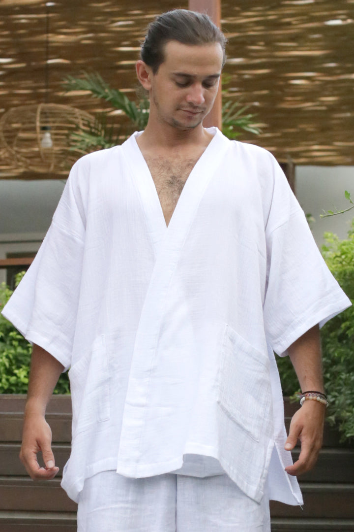 Kimono Men White No String ( bubble cotton )