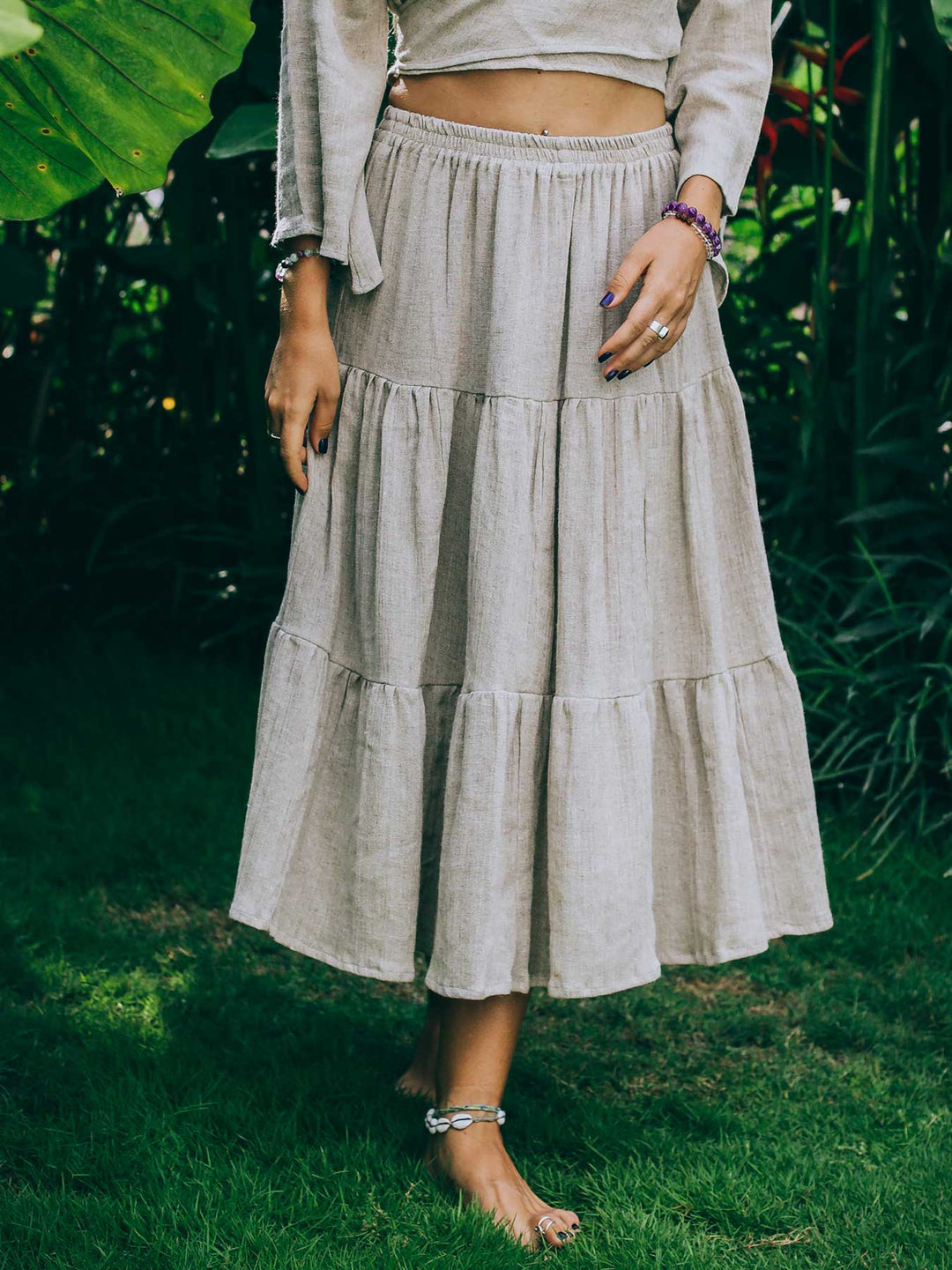 Olia Skirt ( Natural Linen Cotton )